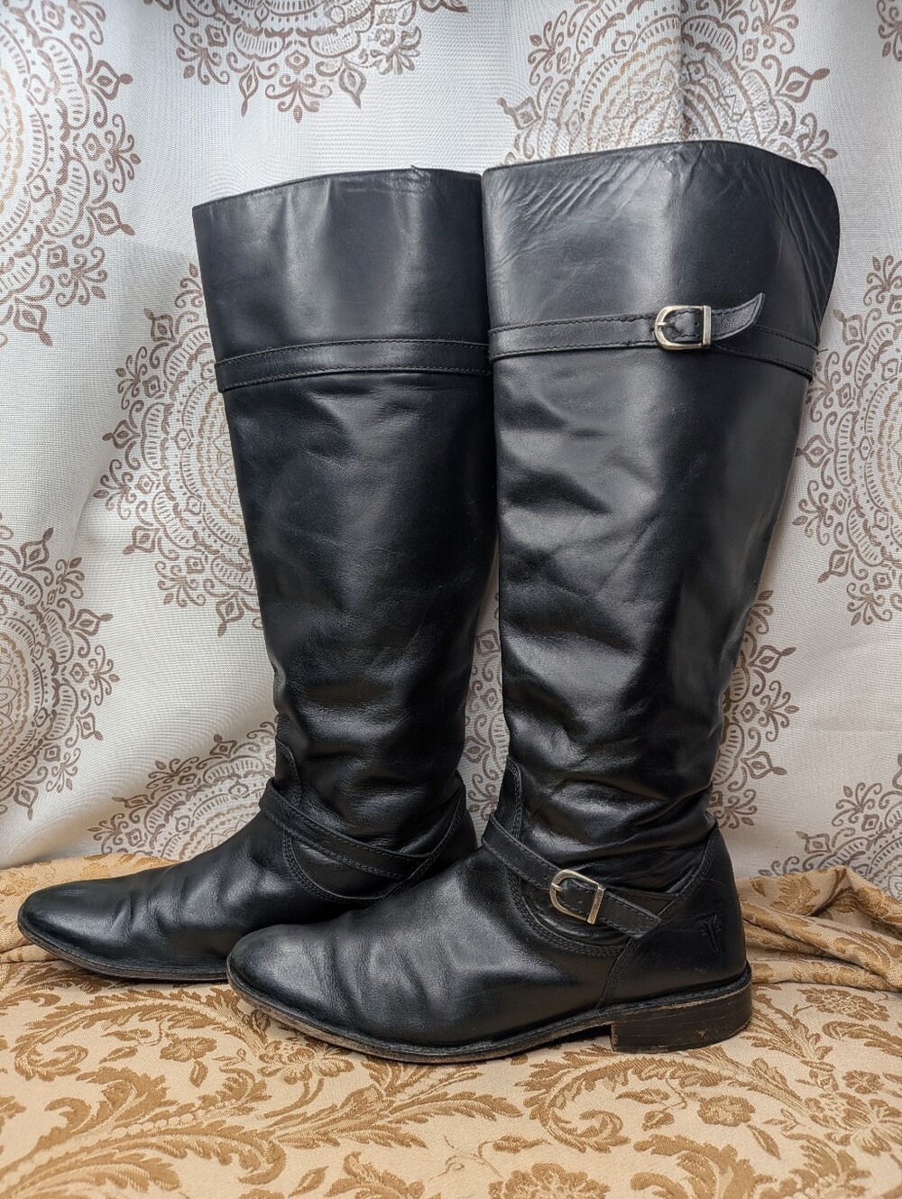 Frye Shirley Riding Equestrian Pull On Leather Tall Boots Women’s Size 8B Black